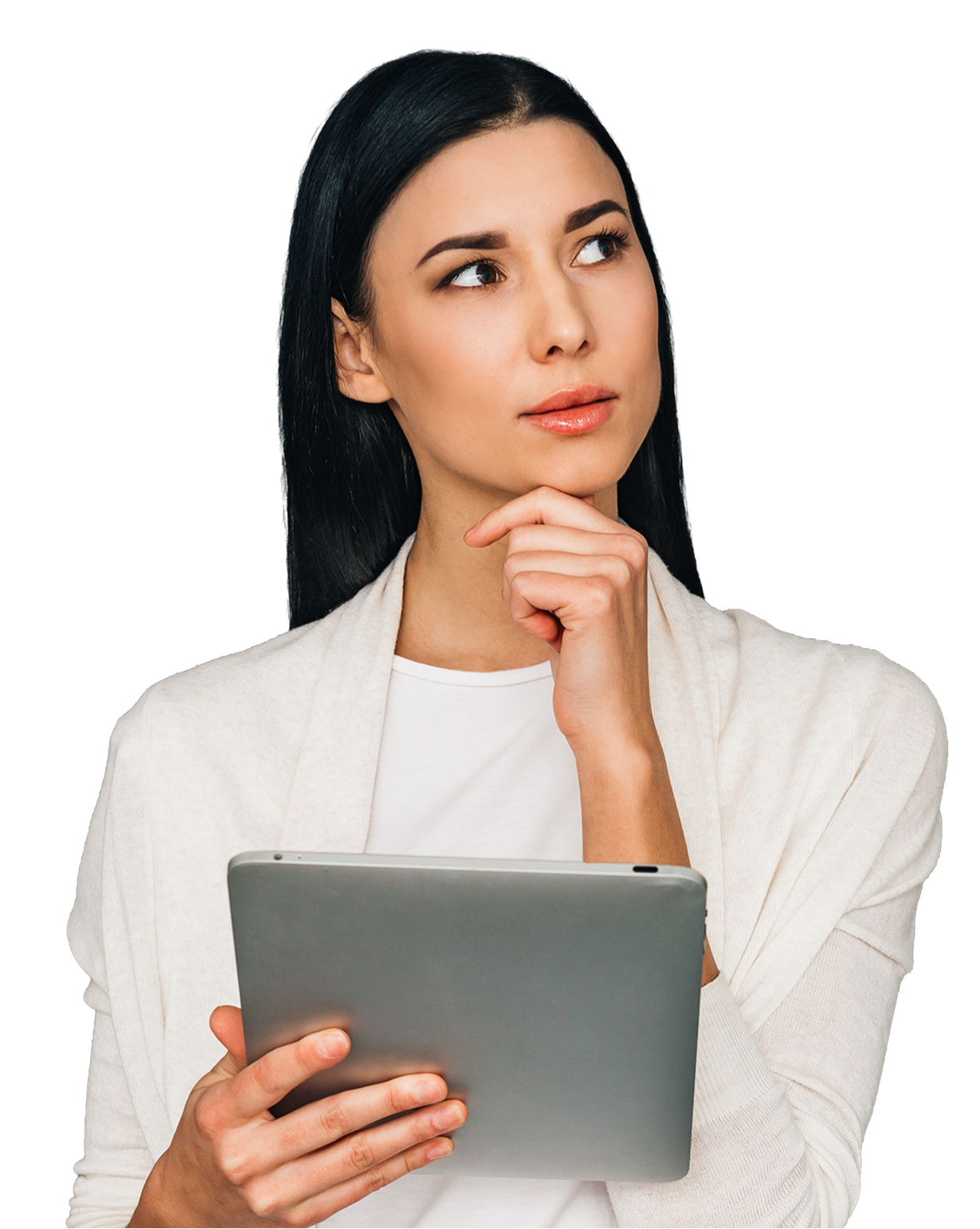 A thoughtful entrepreneur working on a laptop at a desk, looking for creative business capital solutions online.